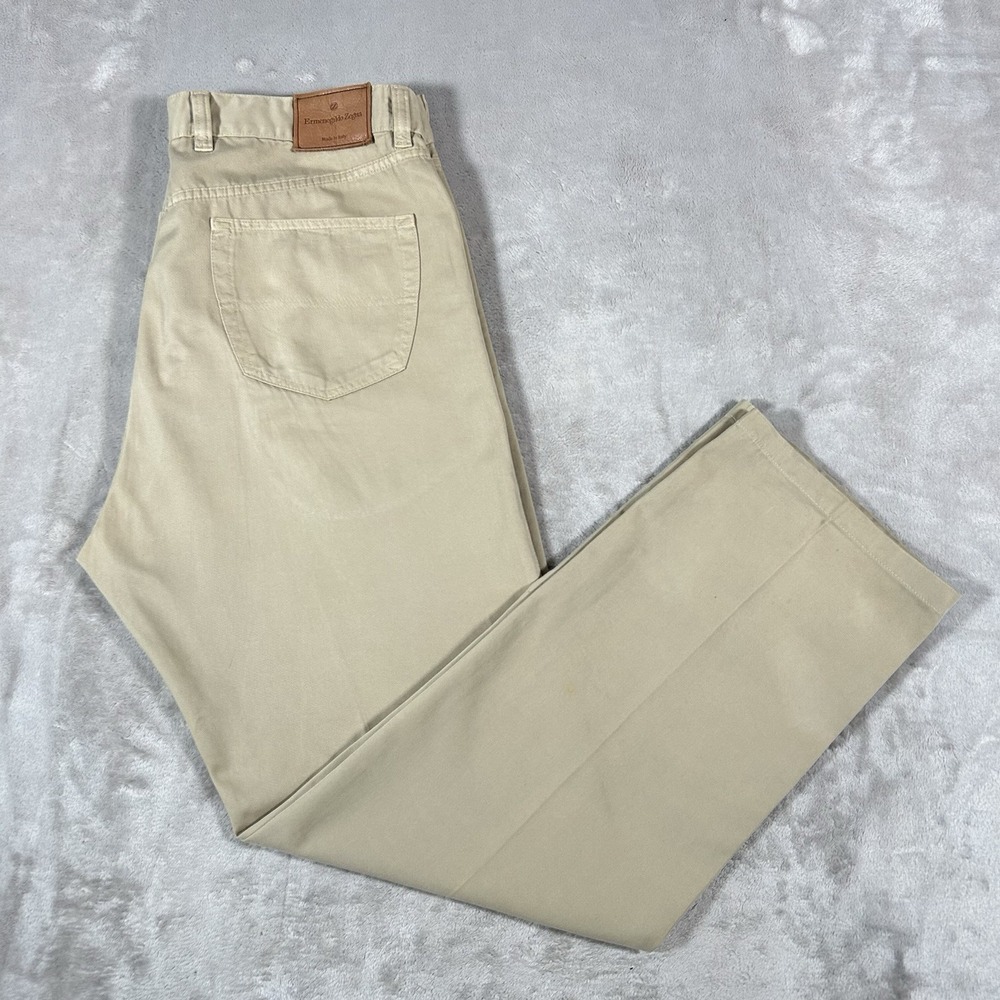 Ermenegildo Zegna Mens Pants 40 (36x32) Beige 5-Pocket Chino Made In Italy
